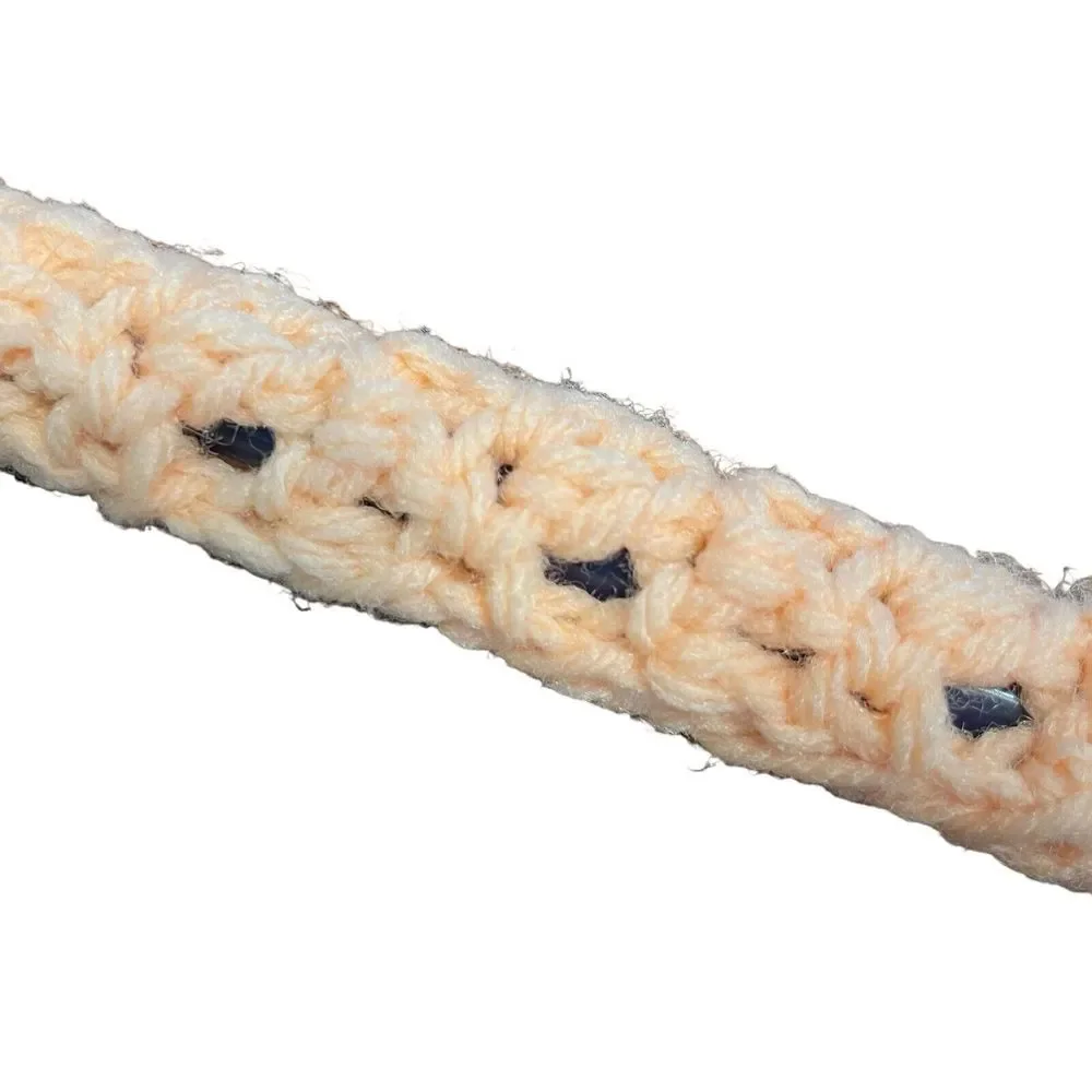 Vintage Crochet Covered‎ Clothes Hangers Set of 3 Peach Camo Gray